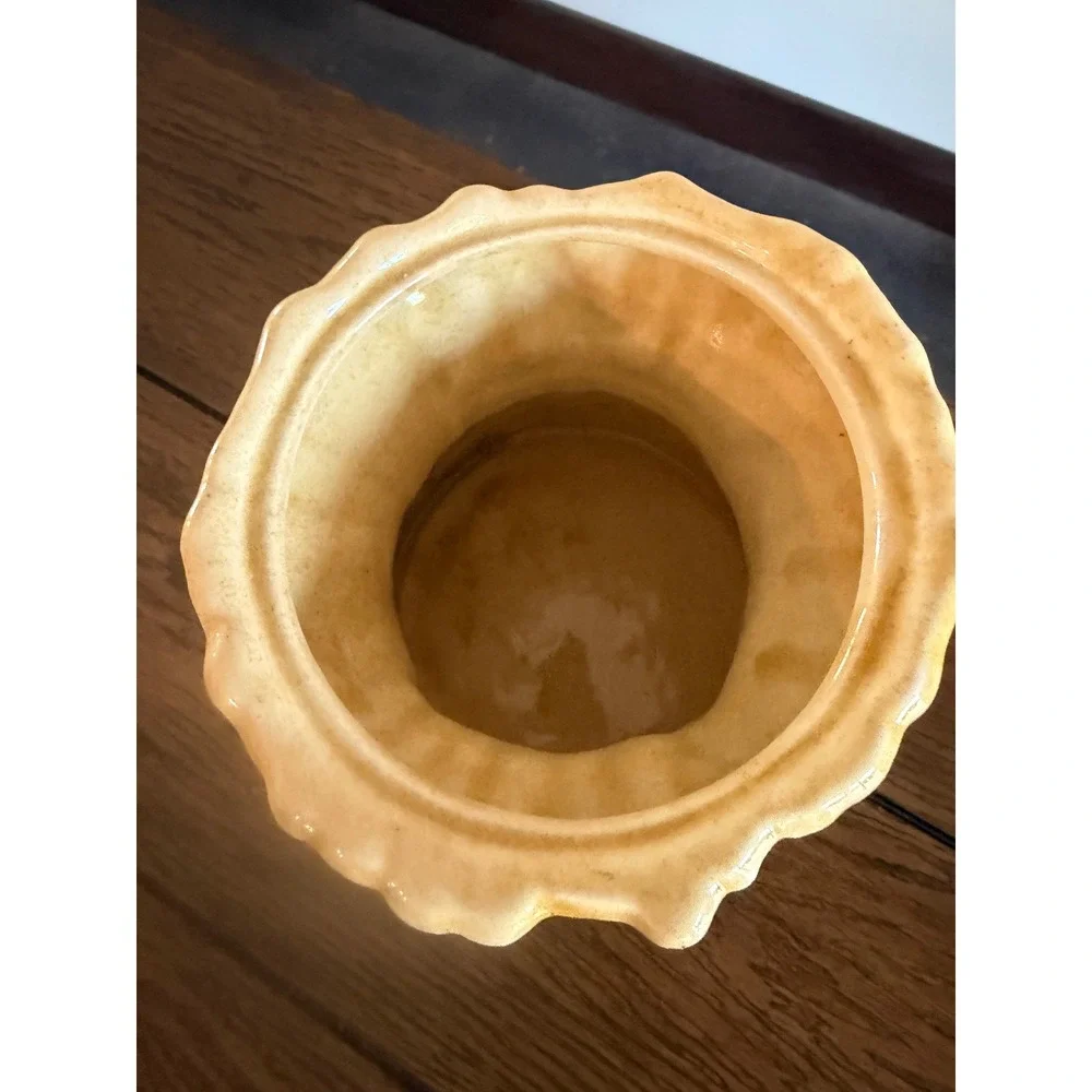 Vintage Wheat Sheaf Ceramic Lidded Jar Canister Yellow Farmhouse Harvest Decor